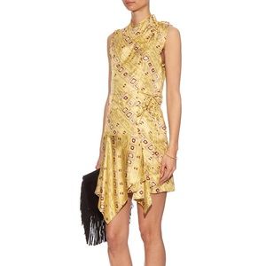 Yellow Isabel Marant Silk Tabby Mini Wrap Dress 34